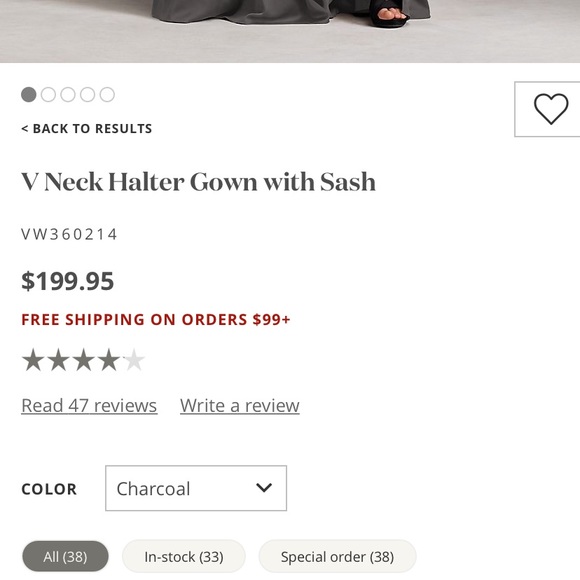 Vera Wang V Neck Halter Gown with Sash - Picture 6 of 6